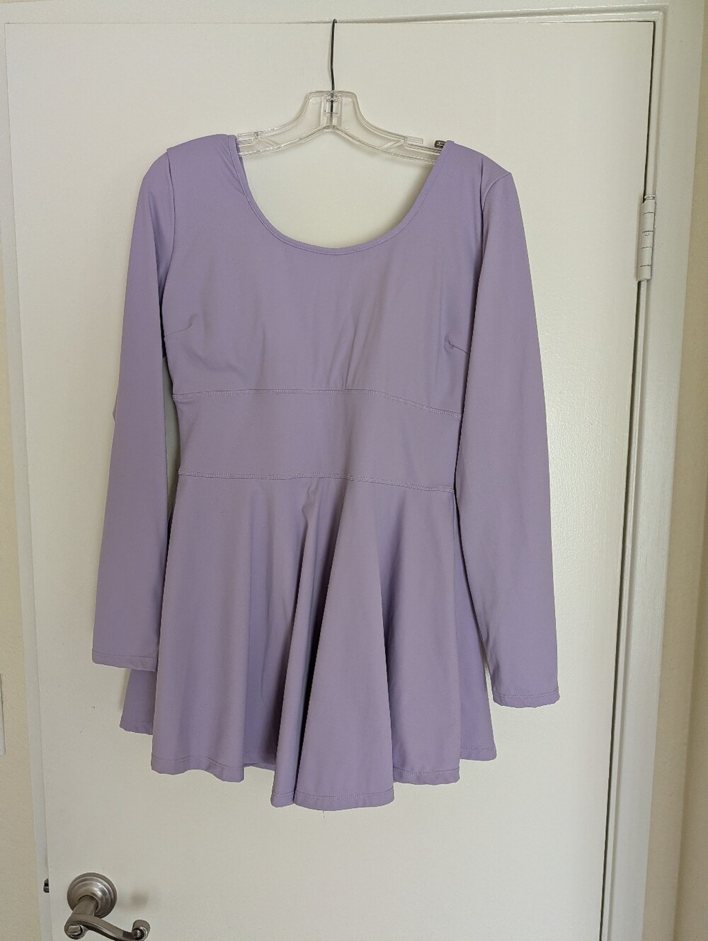Fisoew Lilac Athletic Tennis Dress L Long Sleeve Skater Built In Shorts